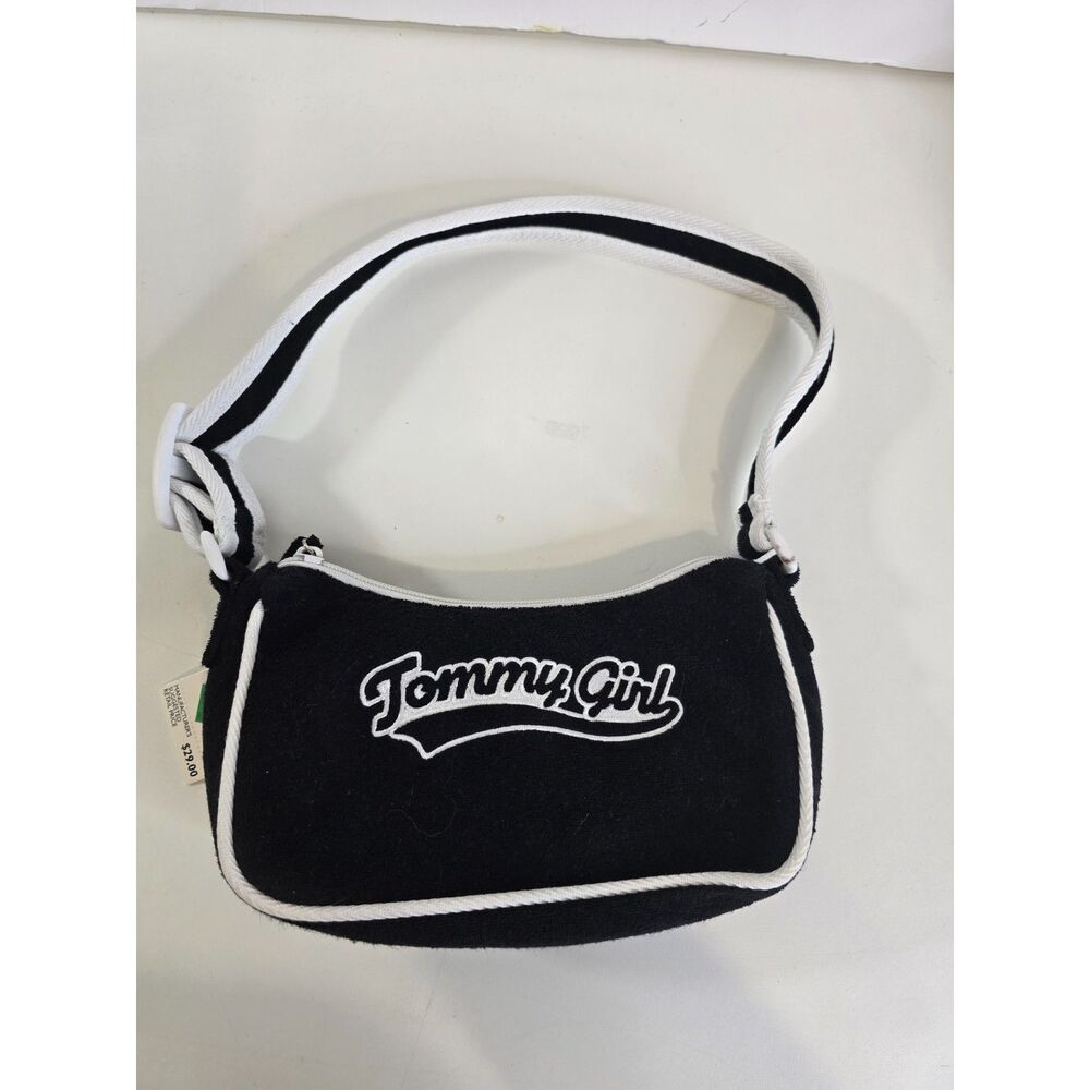Tommy Girl Terry Shoulder Bag Black White Mini Purse Vintage Y2K